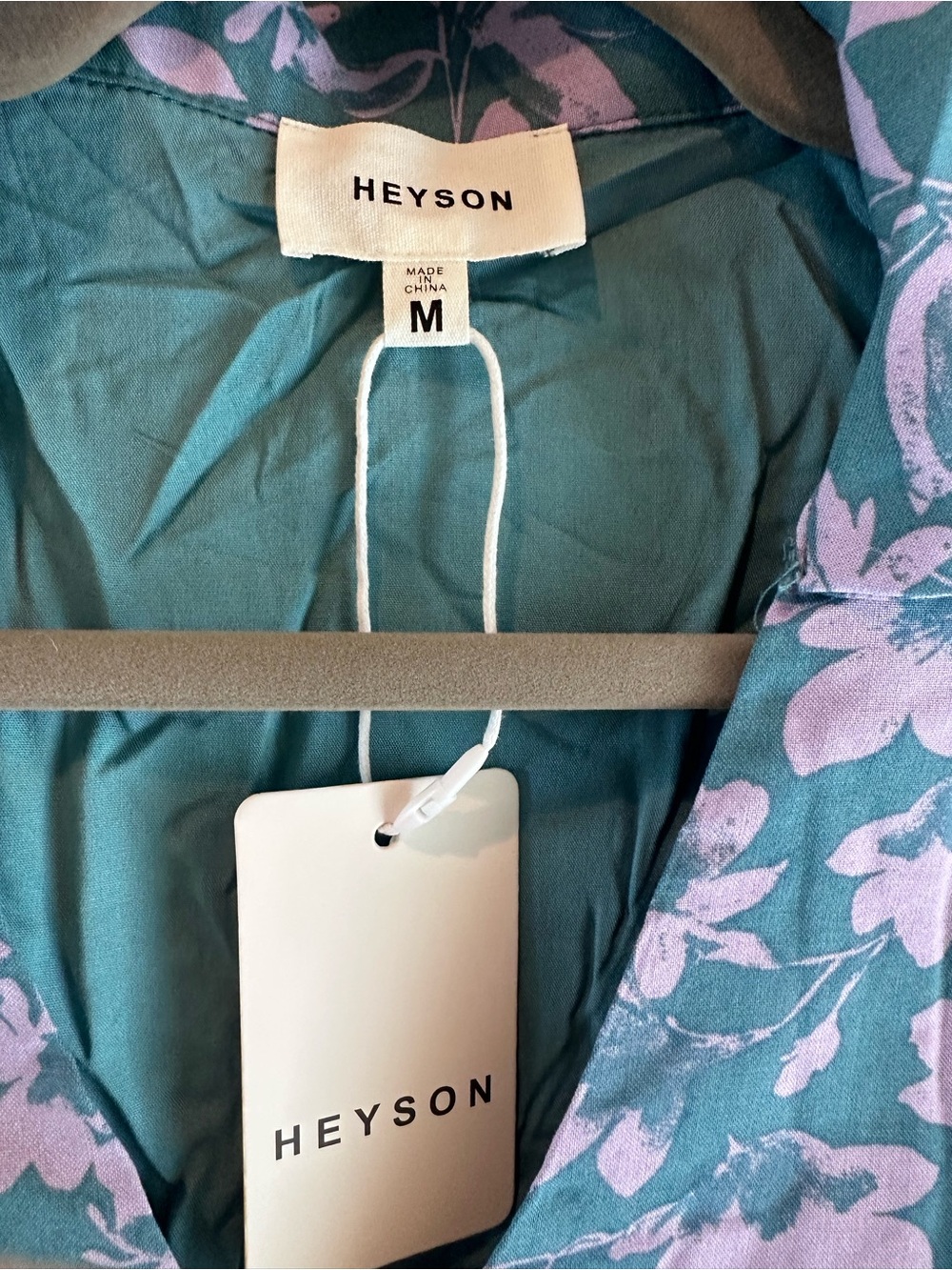 NWT Heyson Teal Floral Collared Button-Front Women's Top - Picture 4 of 6